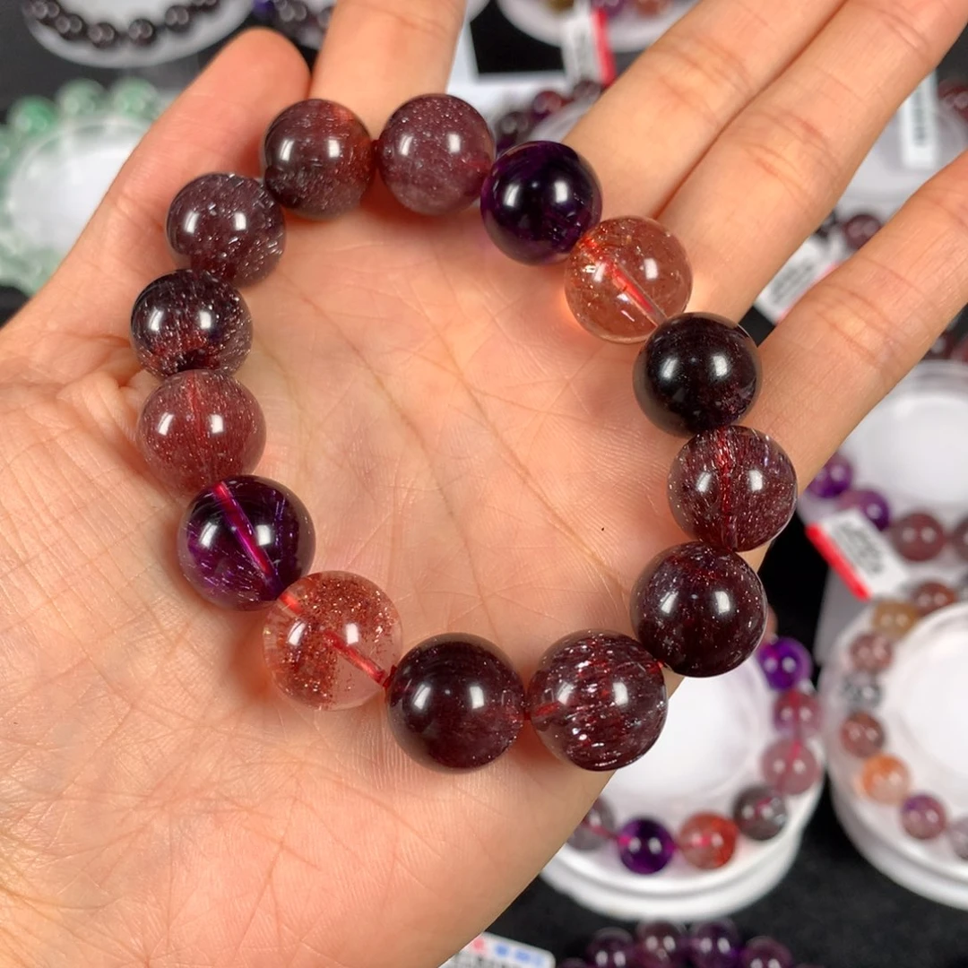 水晶手链未镶嵌阿*稀有色黑加仑14.4