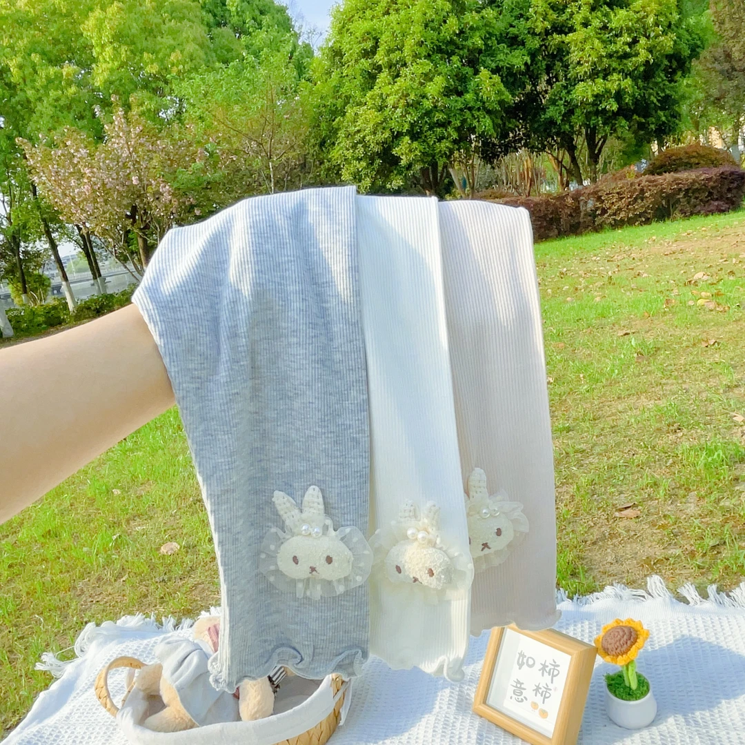 （夏款八分裤）小兔子外穿高弹小童开档透气韩版洋气打底裤-1575