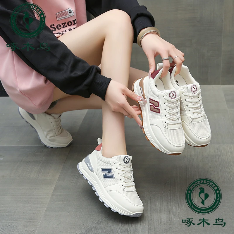 啄木鸟老爹鞋女2025秋季新款百搭时尚厚底轻便休闲运动鞋女25802