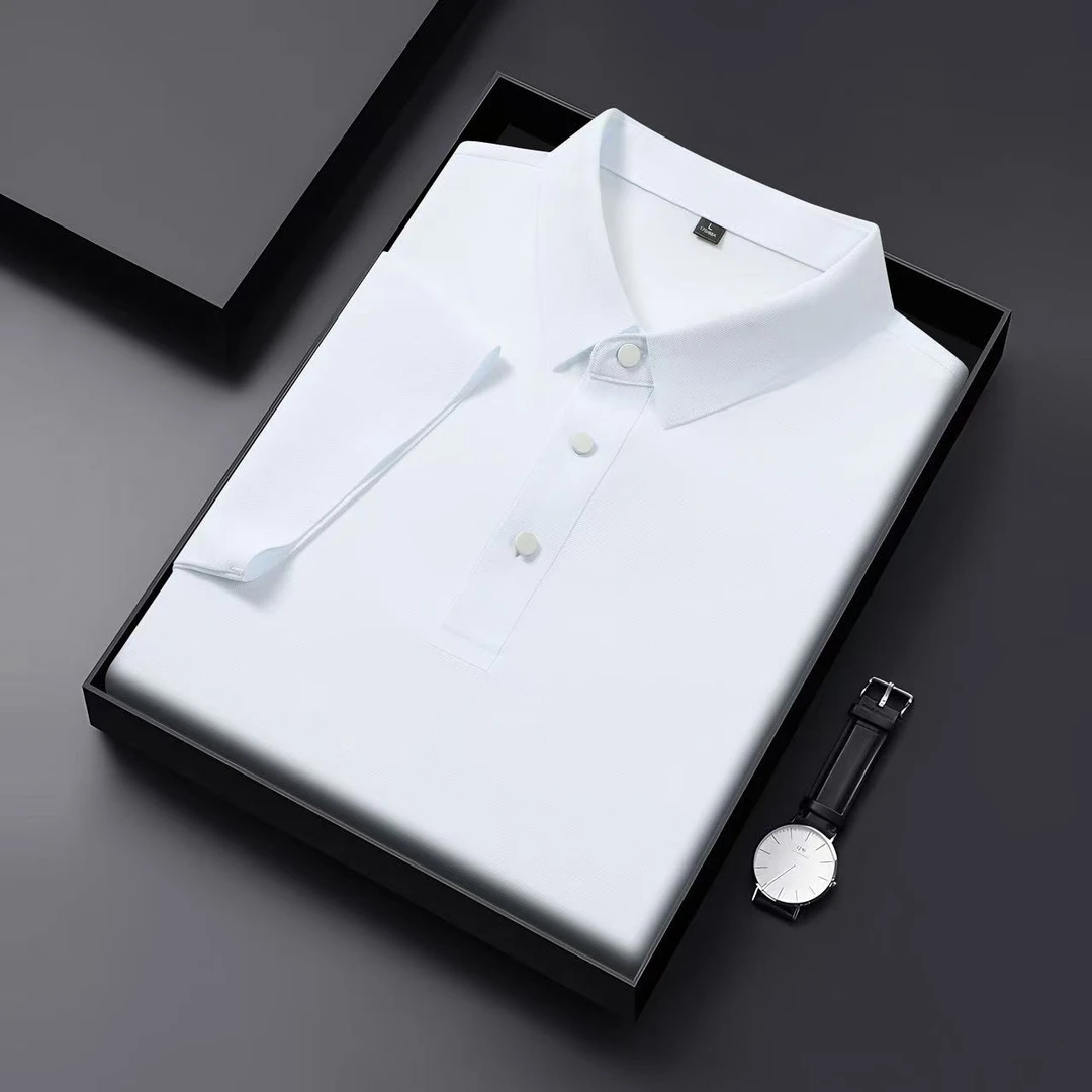 夏季男士POLO衫 薄款商务休闲短袖纯色高档无痕工艺冰感因子T恤