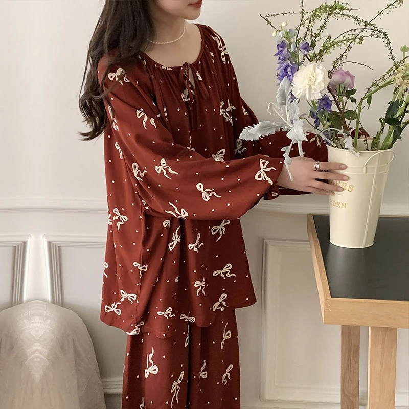 蝴蝶结复古家居服小众春夏季家居服长款氛围感家居服