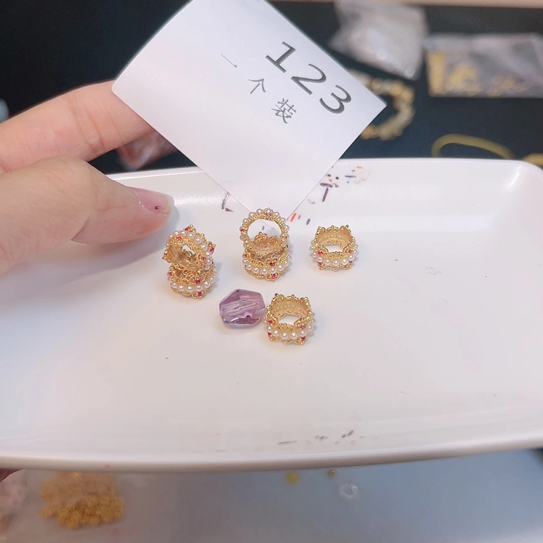 水晶珠宝半成品银S925镀金镶嵌123