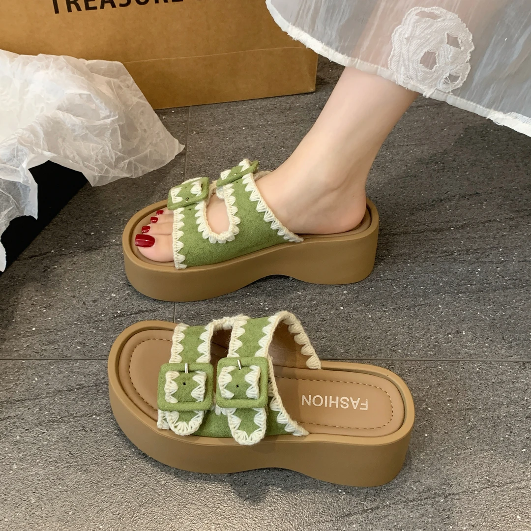 厚底增高拖鞋女2025新款夏季外穿时尚百搭一字拖鞋配裙子凉拖鞋