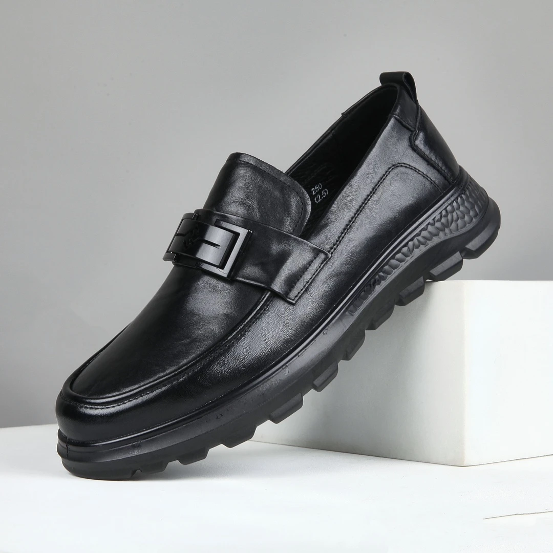 90915头层牛皮新款时尚舒适真皮百搭轻质软底透气养脚休闲皮鞋男