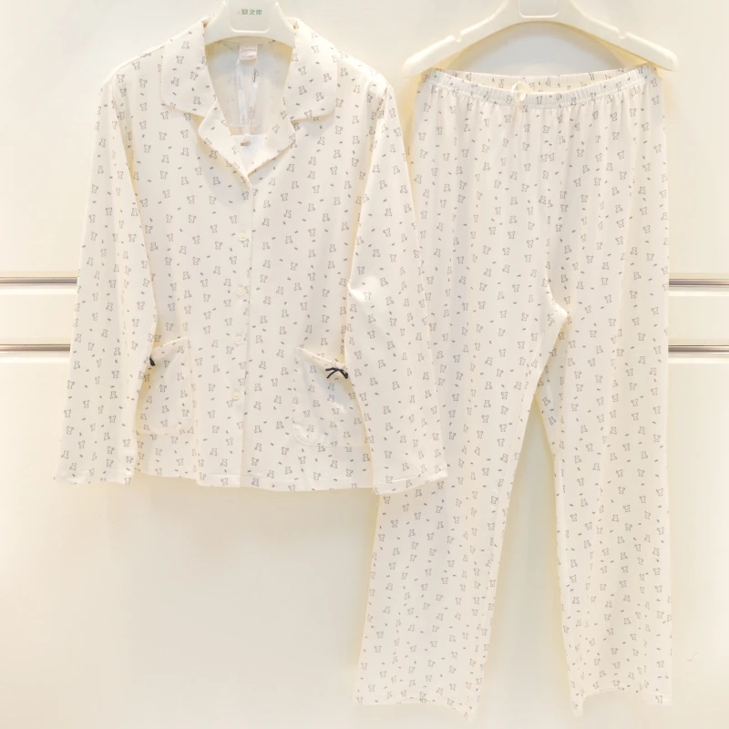伊姿娇娜睡衣秋季女士羊脂玉棉家居服YA31694