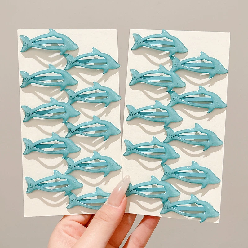 可爱蓝色小海豚发夹前额刘海碎发侧边bb夹发卡发饰后脑勺夹子