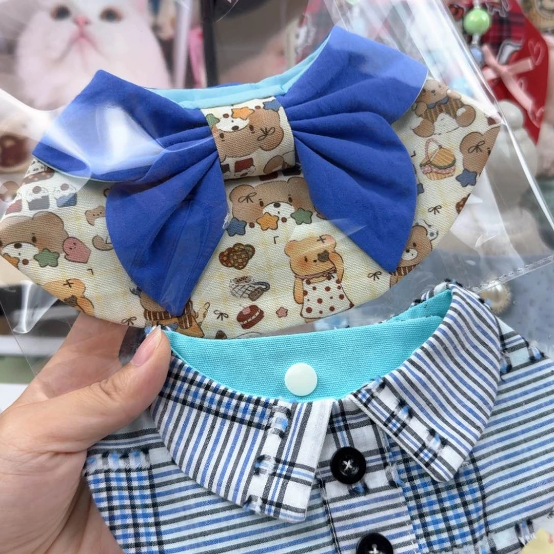 泡****?小领巾和蓝色提花衬衫2件