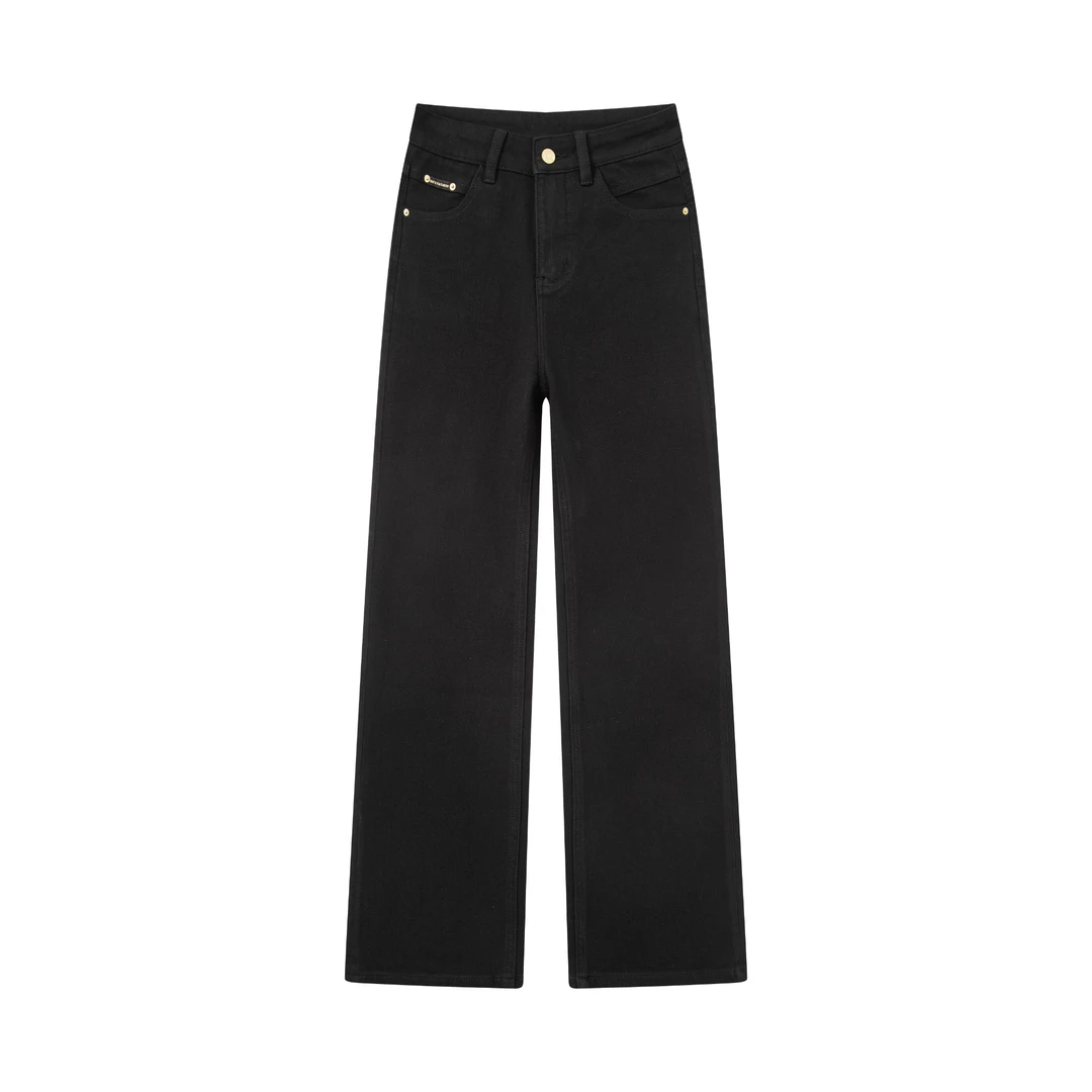 2025年秋季典藏款-星耀黑-定制不掉色黑牛直筒牛仔裤裤子黑色女