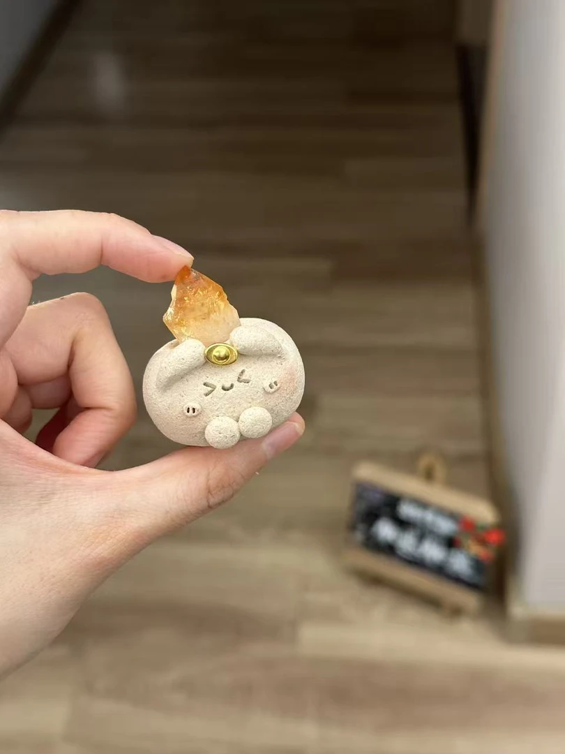 水晶小豆丁可爱高品质黄水精牙