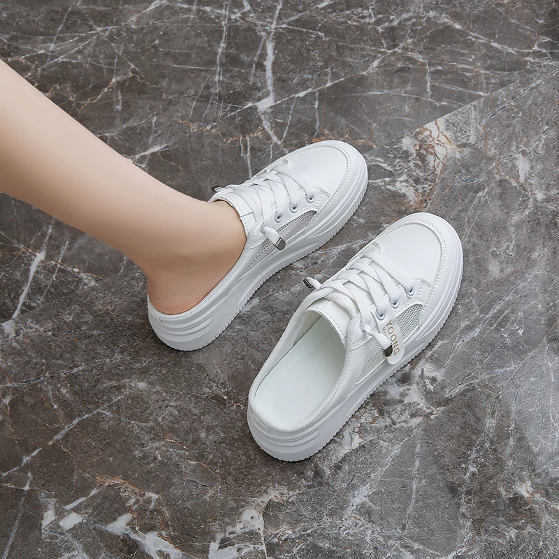 平底纯色包头防水台松糕底包头拖厚底舒适网红春季半拖软底夏季