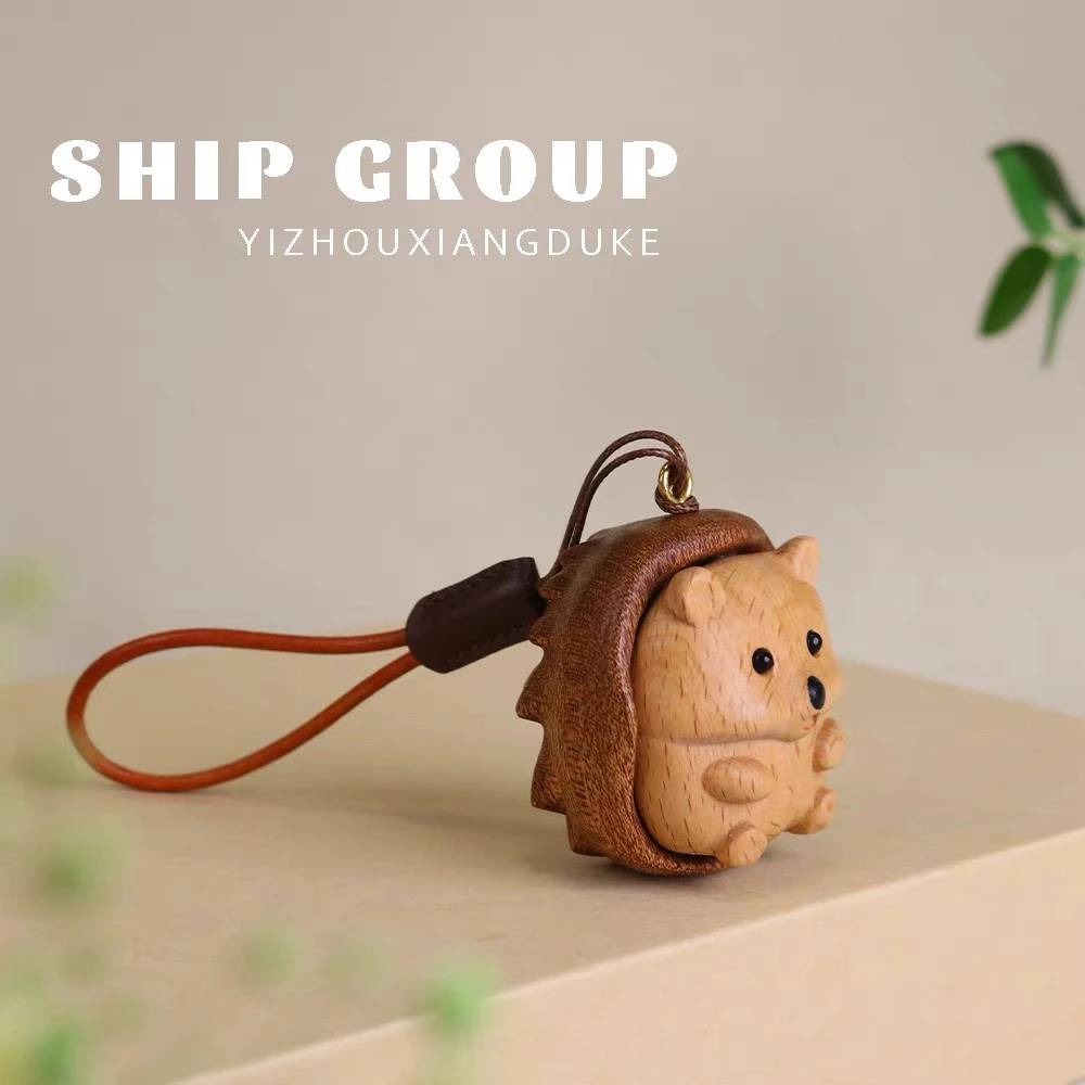 金丝乌檀木刺猬按摩器摆件实木手把件木雕网红可爱小刺猬治愈礼品