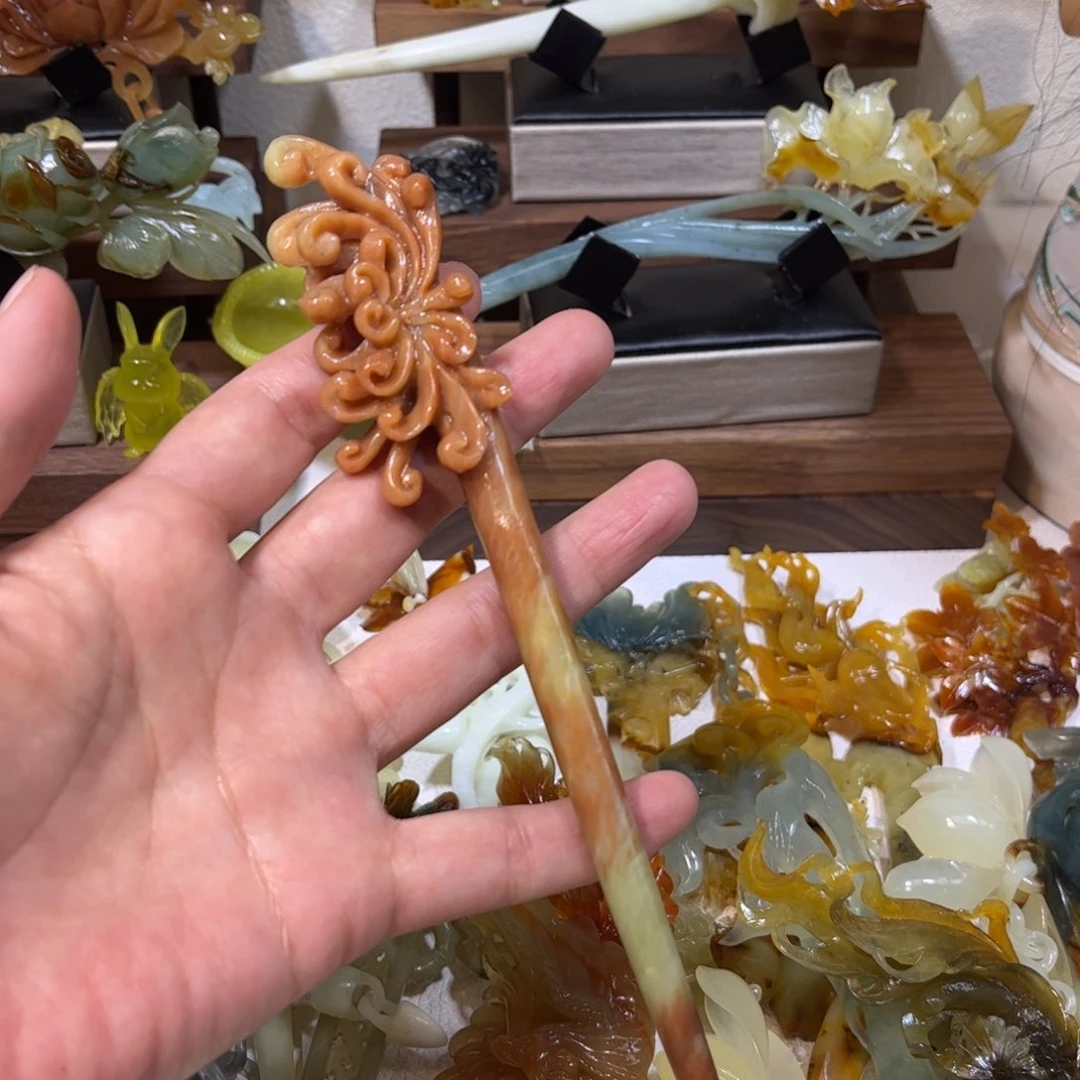 蛇纹石玉发簪合金