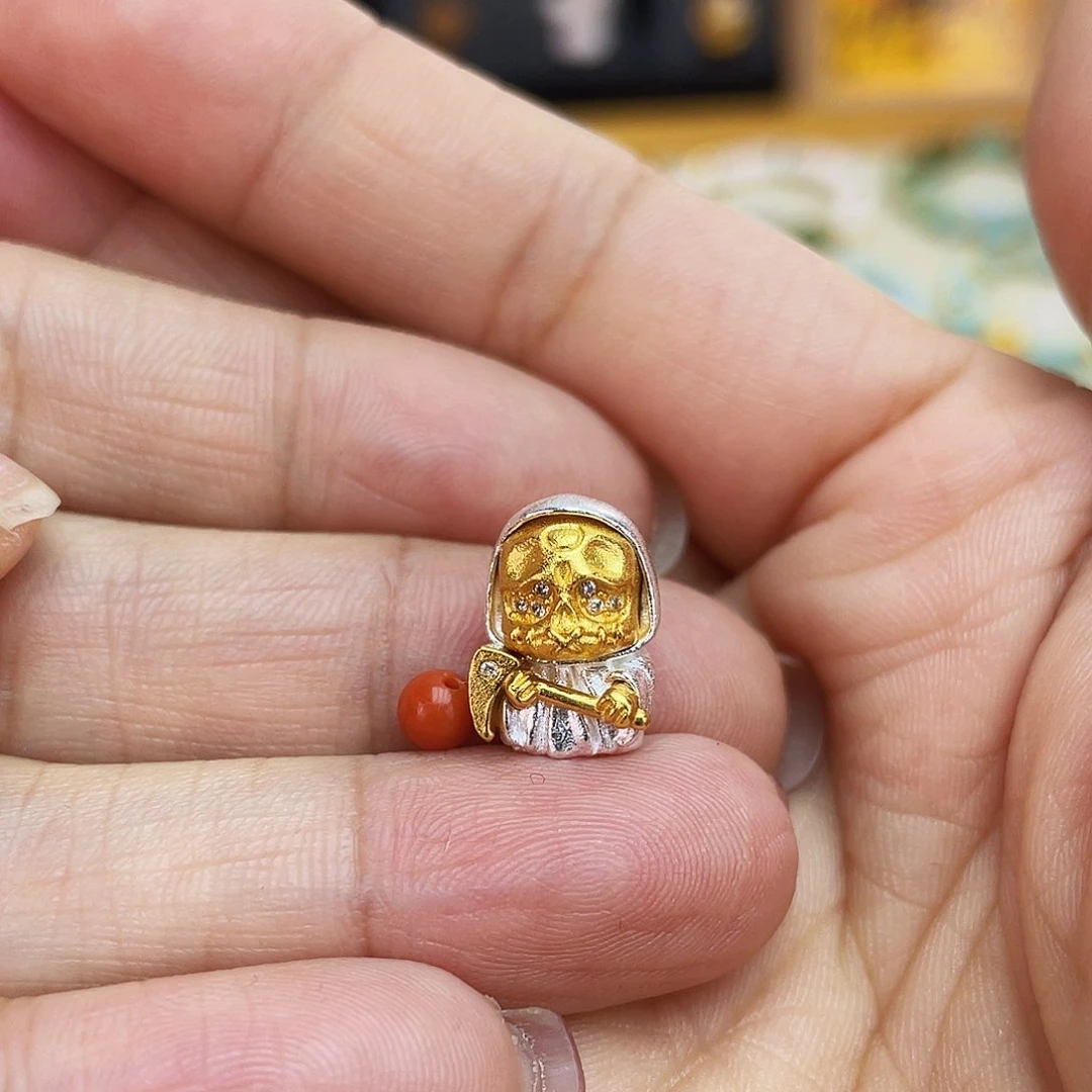 南红玛瑙吊坠(不含链)银S925镀金镶嵌