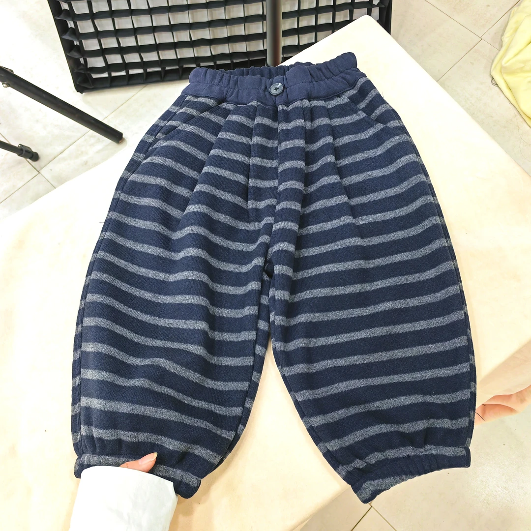 条纹裤女童加绒加厚秋冬装韩版裤子格子裤儿童运动裤中小童休闲裤