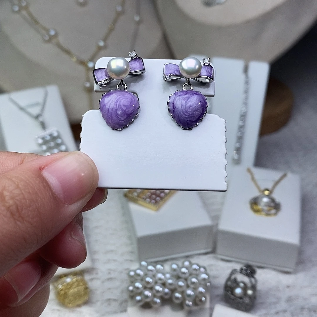 淡水珍珠耳饰银S925镶嵌