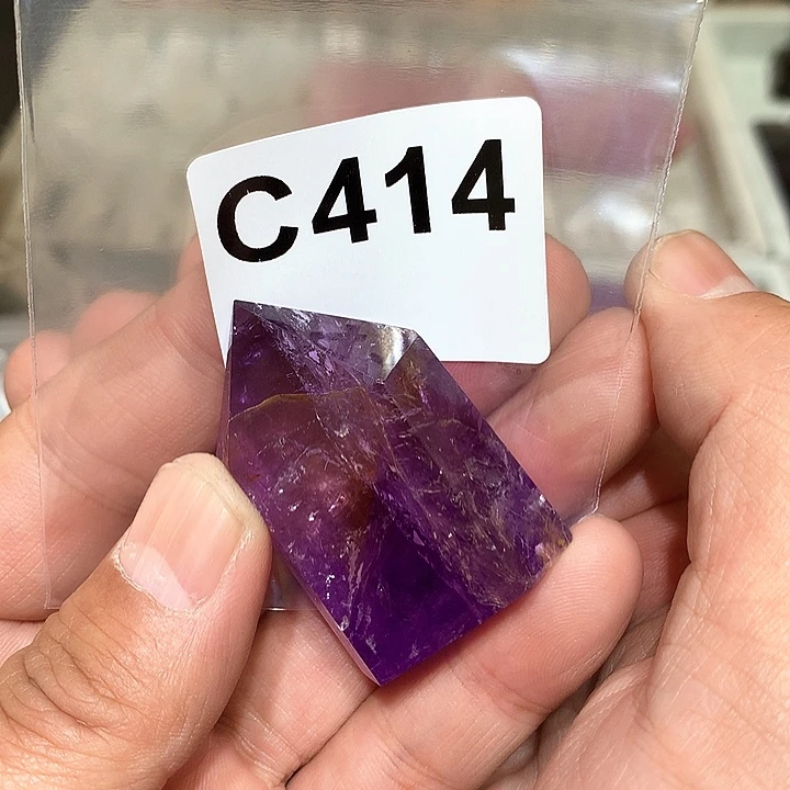 紫晶天然水晶柱子C414未镶嵌食****]