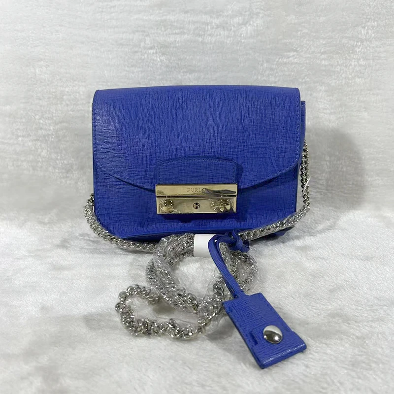 95新 FURLA/芙拉 蓝色单肩斜挎包G24020283尺寸16X13