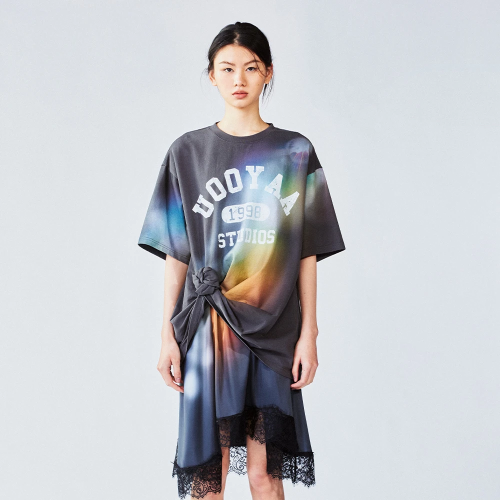 UOOYAA/乌丫「要有光」梦幻光影叠穿式T恤连衣裙UY25283L152150