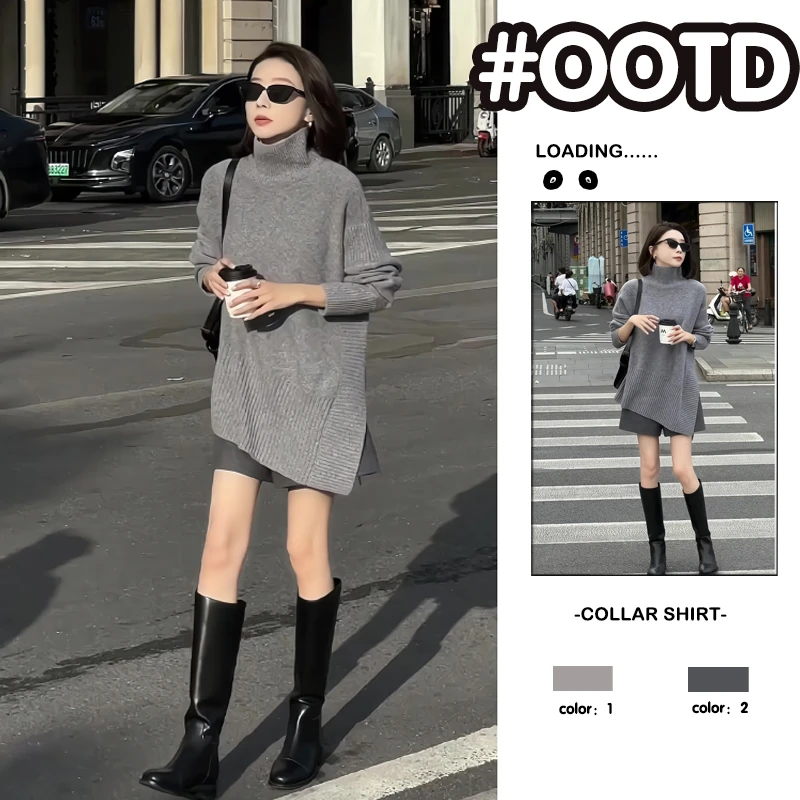 春季新款2025年韩系穿搭一整套装女韩版不规则毛衣阔腿裤两件套