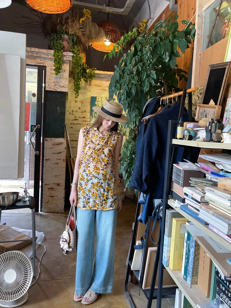 直筒牛仔裤 拼接九分裤休闲百搭