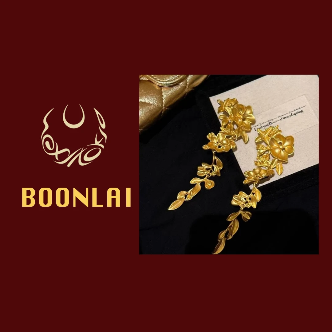 铜合金耳饰  Boonlai 金属中古花朵耳环0455