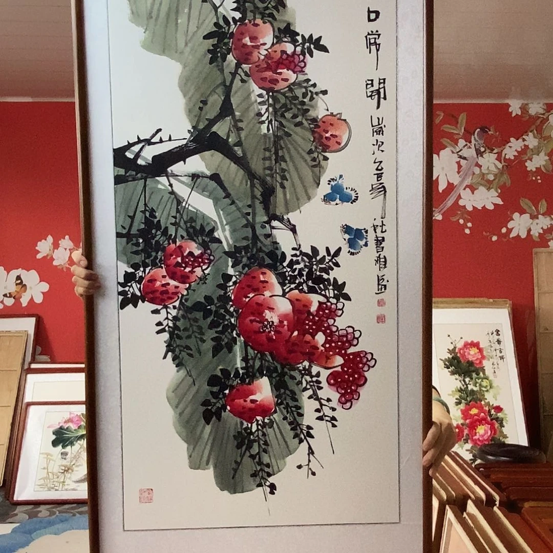 国画手写手绘带框包邮62✖️122国画作品