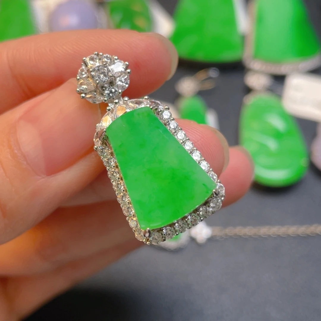 翡翠银S925镶嵌吊坠(不含链)