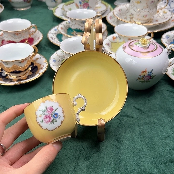 瓷片福斯滕堡黄釉摩卡杯碟