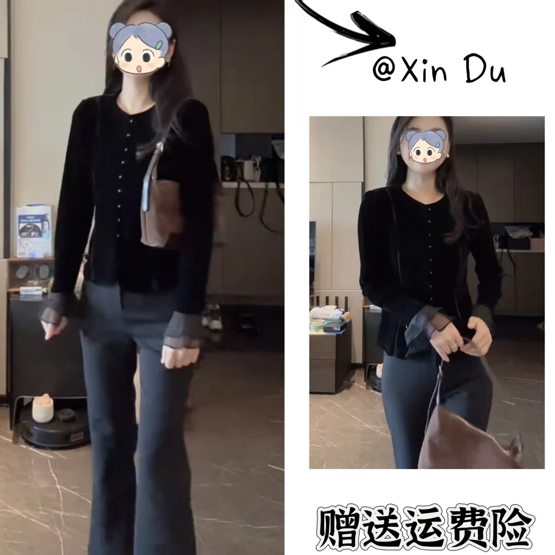 2025秋季新款时尚显瘦气质女士网红洋气打底衫百搭款D23709