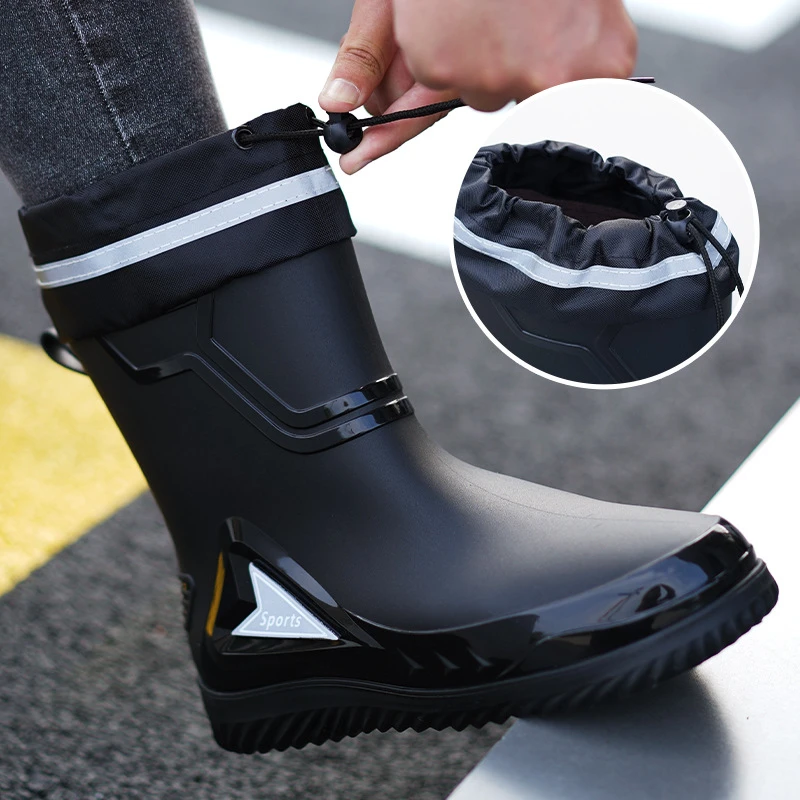 雨鞋男士男款收口防雨防水鞋短中筒防滑外卖骑手专用雨靴胶鞋男女
