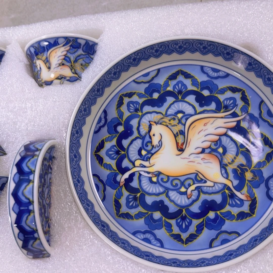 瓷片一马当先5件套景德镇