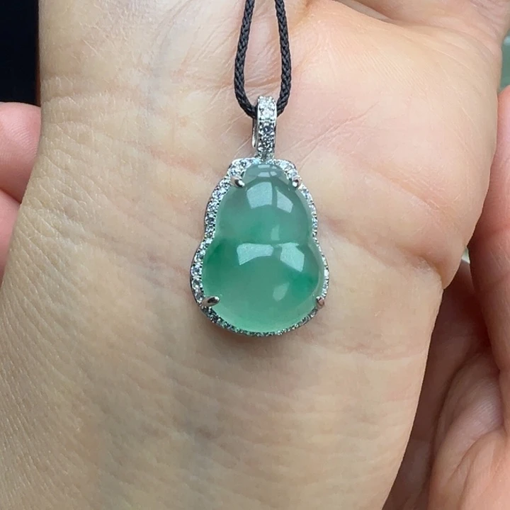 石英质玉银S925镀金镶嵌吊坠(不含链)