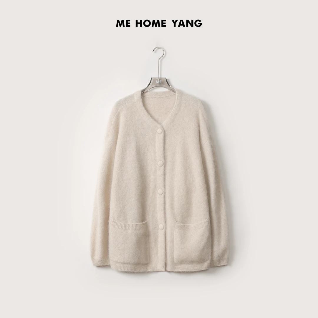 ME【瑞贝K】100绵羊毛手工拉毛针织开衫一手长包纽毛衣MEQA3835