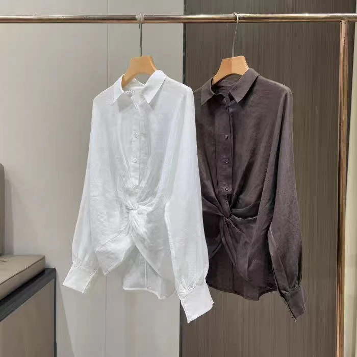 极细纱支 JIN口苎麻 舒适透气扭结设计两穿衬衫