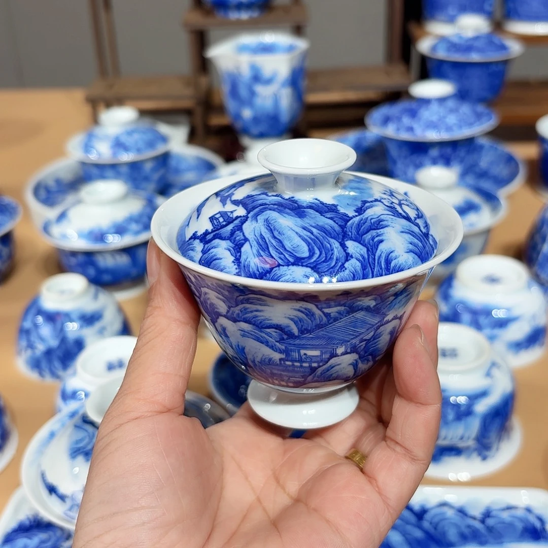 景德镇纯手绘盖碗