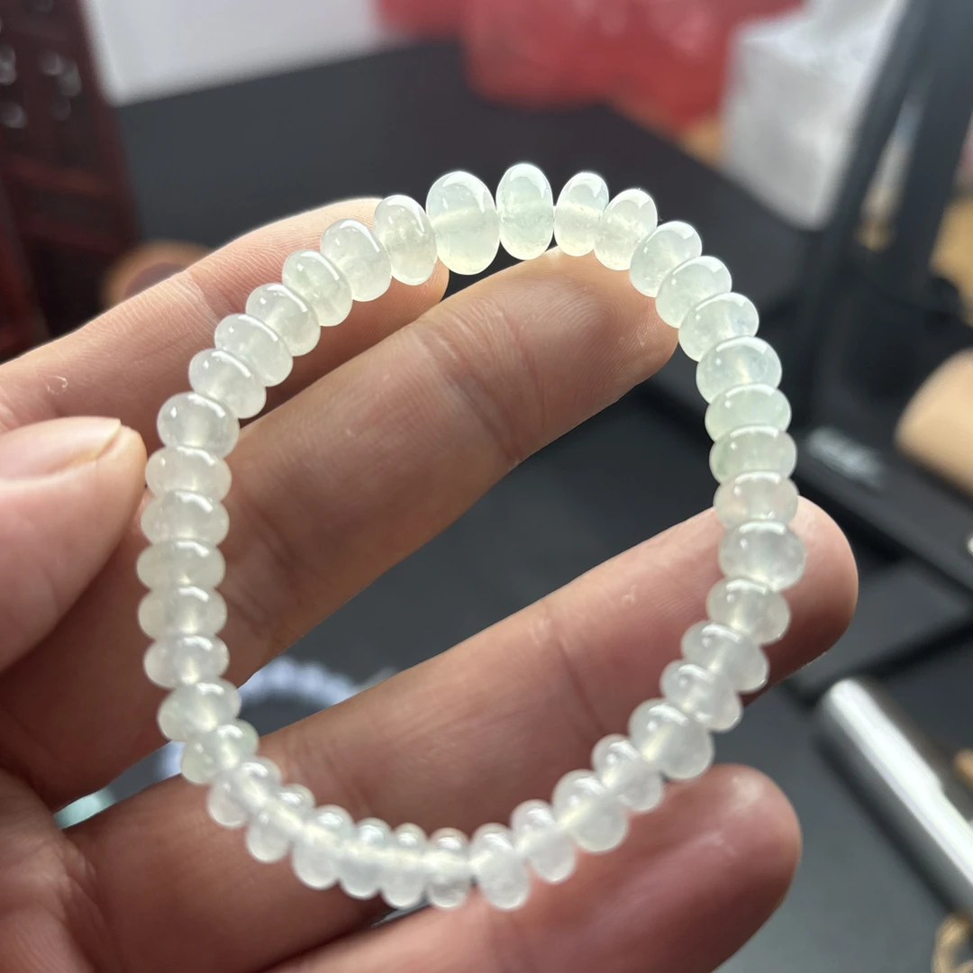 缅甸天然翡翠算盘珠冰种塔串40颗