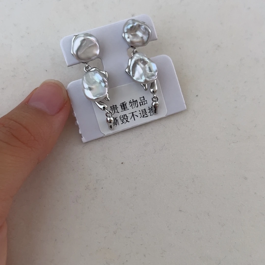 合金淡水珍珠耳饰