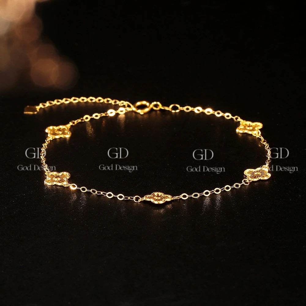 【倩倩专属】18K金幸运草5花满天星手链 时尚百搭简约轻奢精致