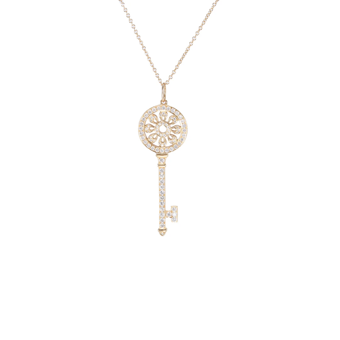 99新 Tiffany & Co./蒂芙尼 小花柳  花瓣钥匙项链 中号 玫瑰金