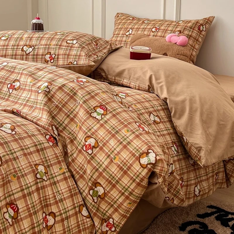 新年元气狗狗全棉四件套儿童卡通纯棉被套床单床笠床上用品三件套