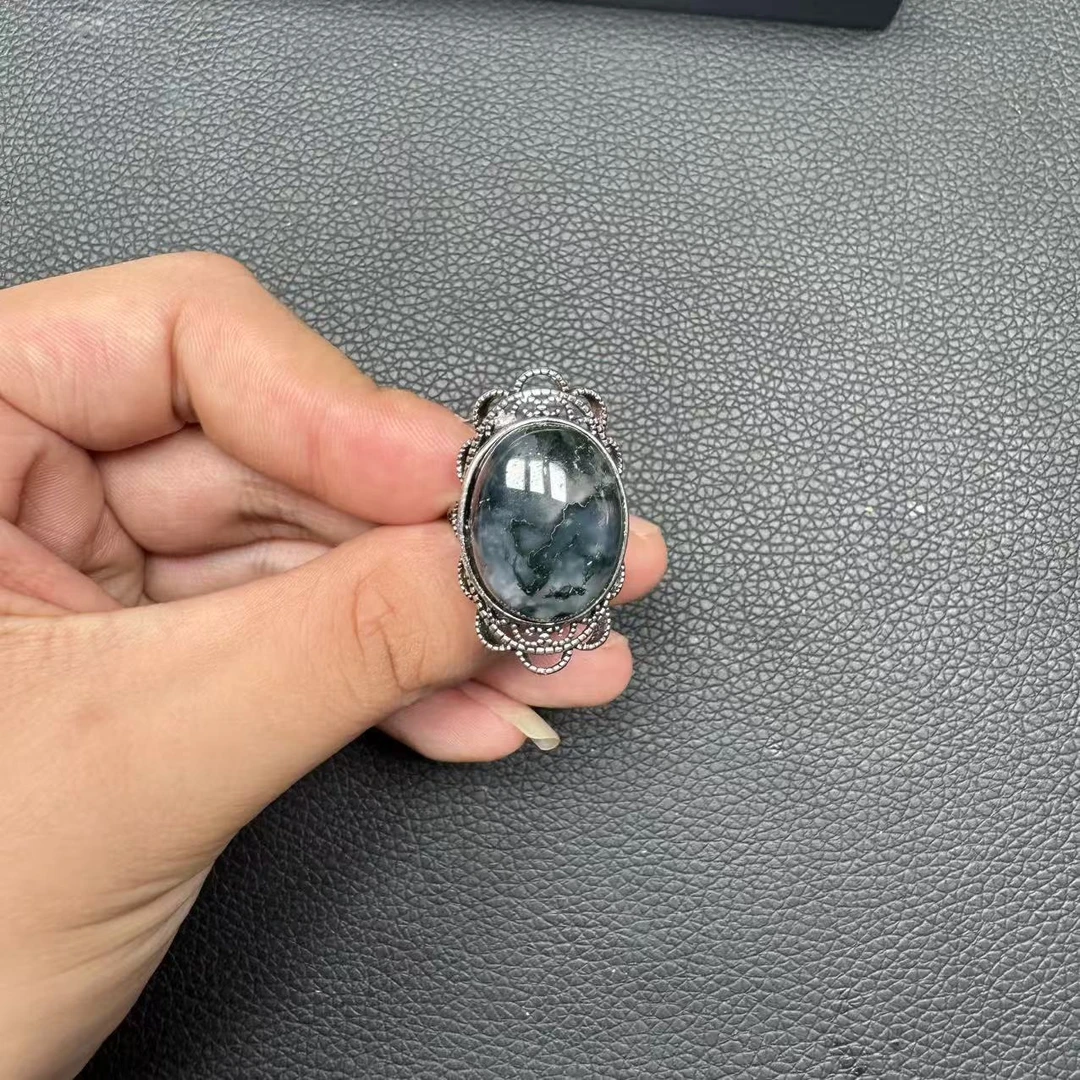 天然甘文草玛瑙单面戒指-多样性发一