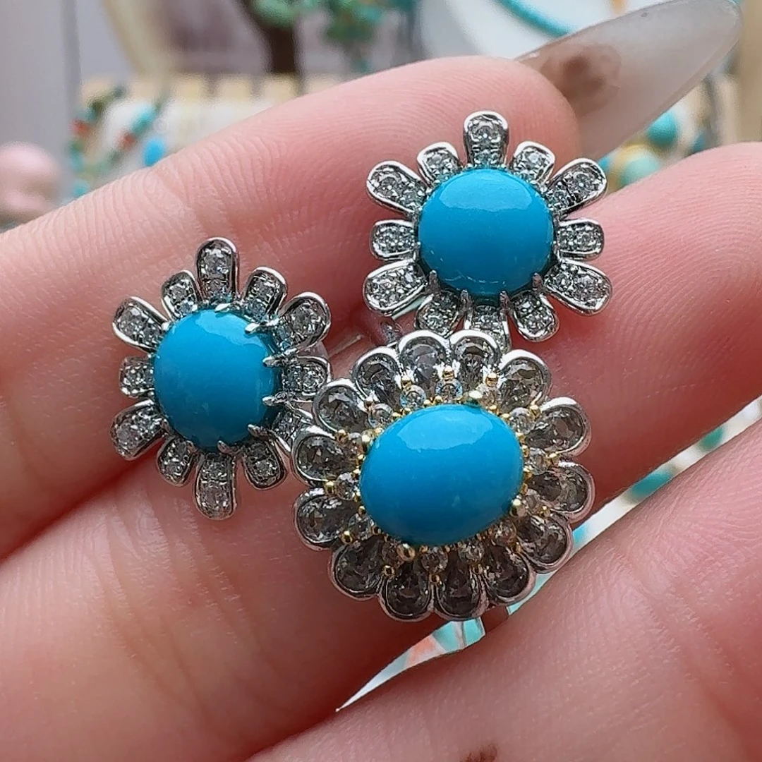 绿松石珠宝奇石银S925镶嵌