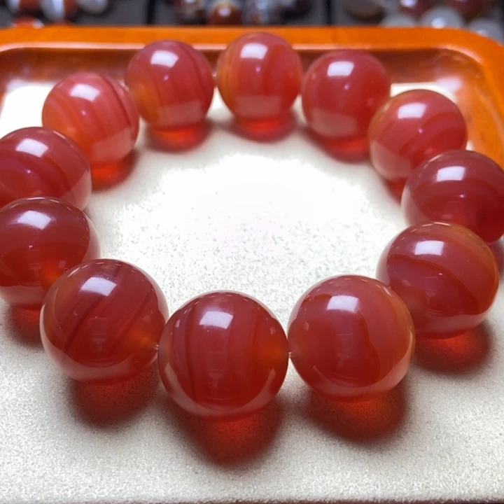 玛瑙/玉髓未镶嵌手串冰冻肉红