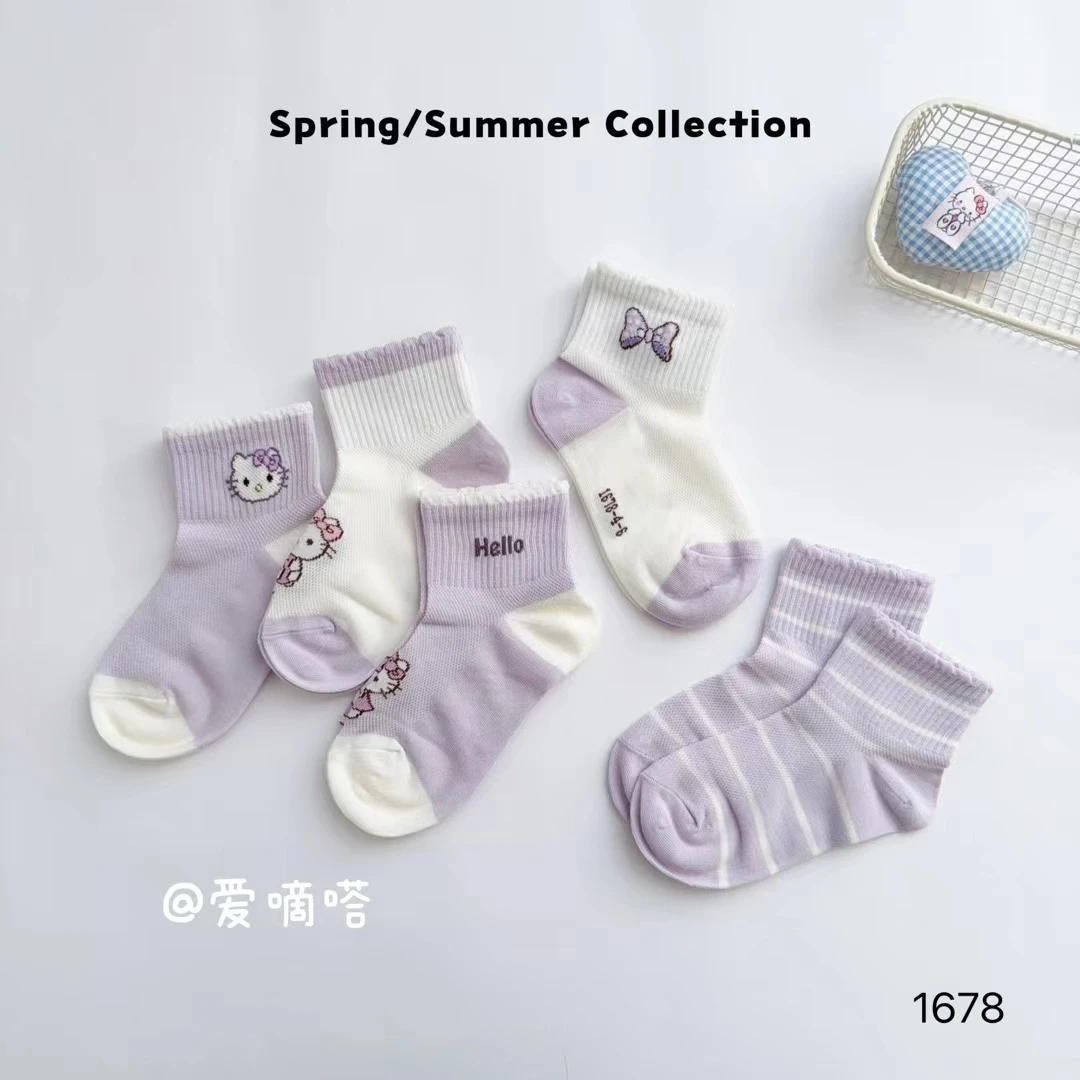 爱嘀嗒春夏新款女童袜子女宝宝薄款透气短袜