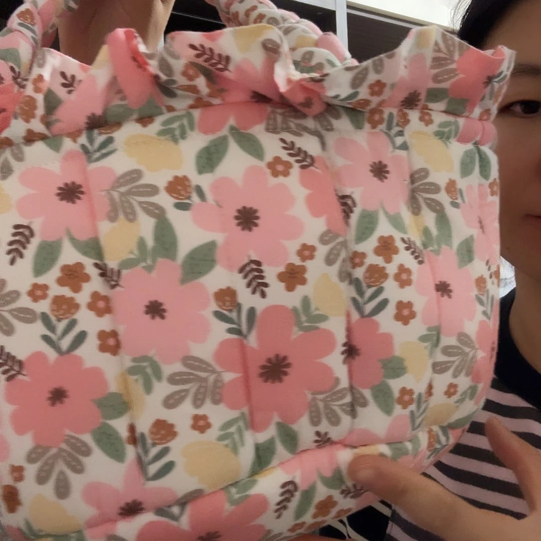 棉粉色大花收纳筐