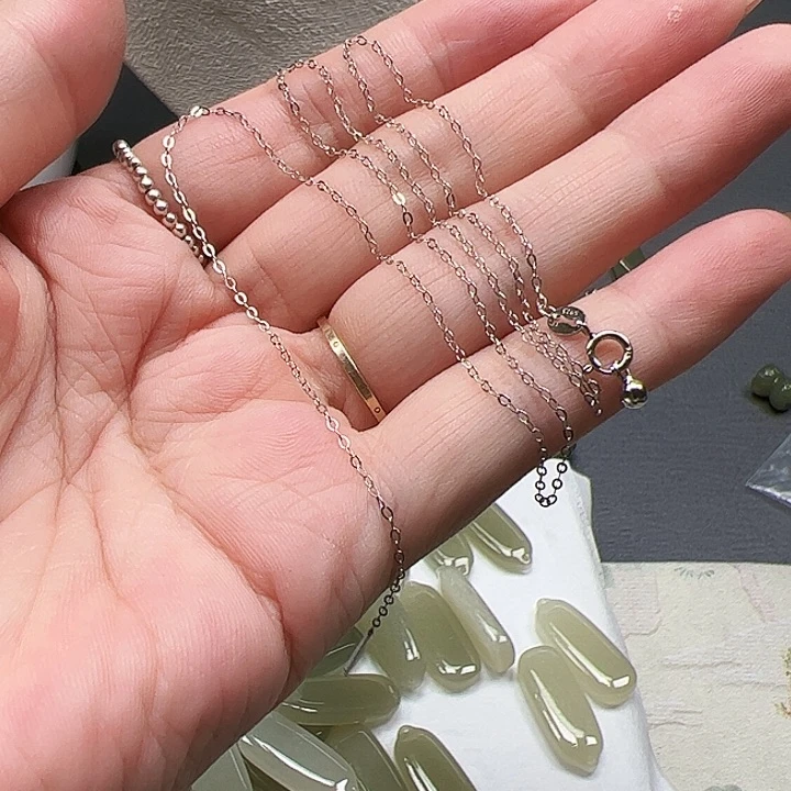 和田玉银S925镶嵌颈饰s925银万能链