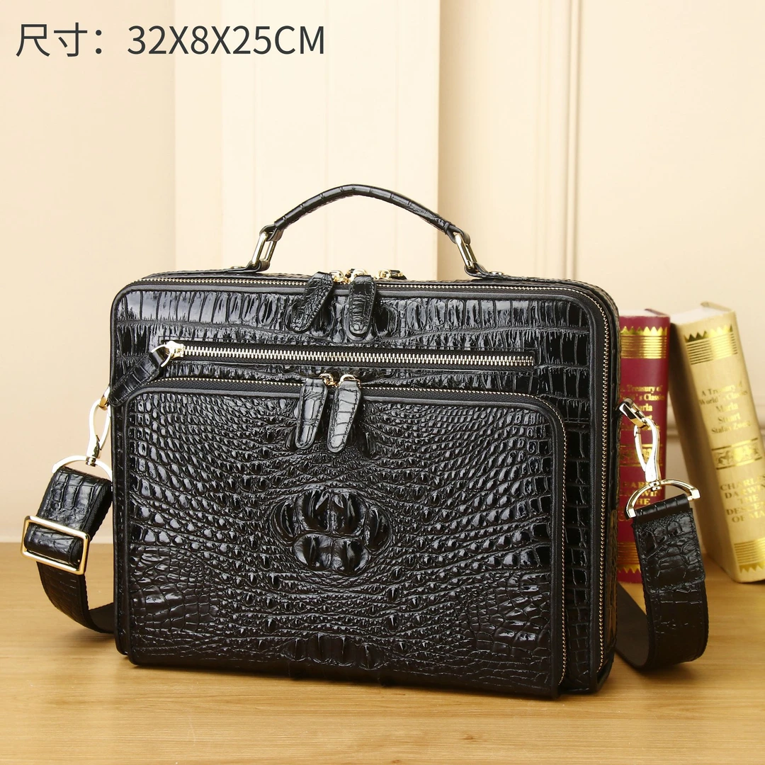 男士鳄鱼手提单肩斜挎包时尚潮流百搭
