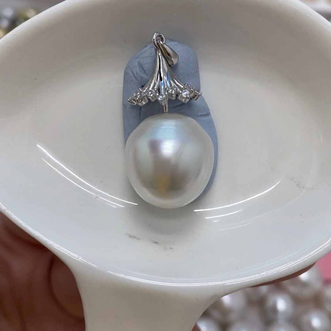 海水珍珠裸珠澳白单珠14.9款后几乎无暇