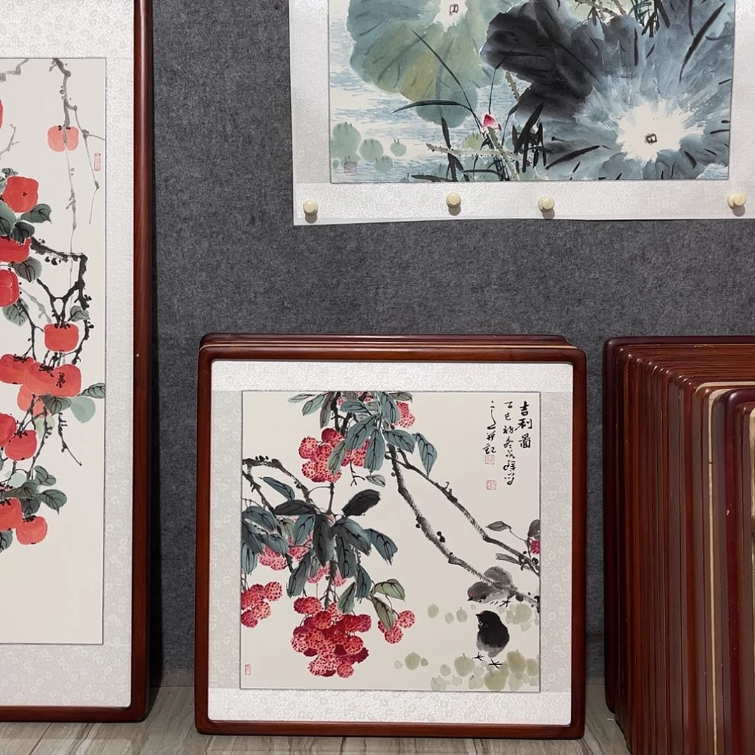 国画书画作品带框63×63