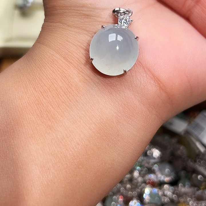 翡翠银S925镶嵌戒指缅甸天然A货翡翠吊坠